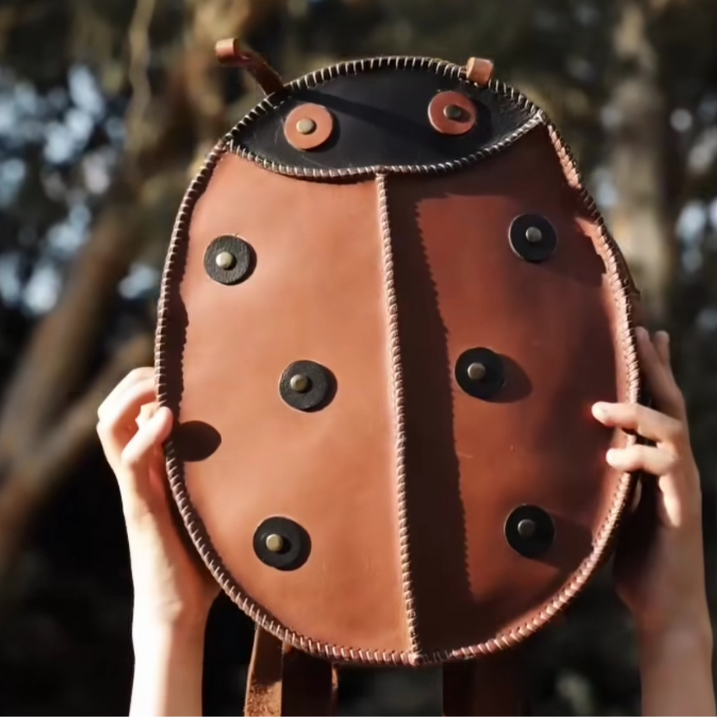 The Leather Backpack - Ladybug
