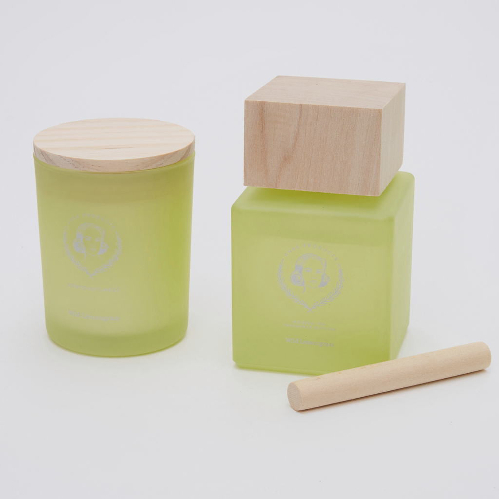 2 in 1 Wooden Top Diffuser & Soy Candle Gift Set - Wild Lemongrass