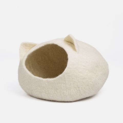 Merino Wool Cat Cave - Ivory Ears