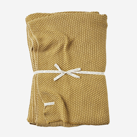 Cotton Knit Throw -  Ochre