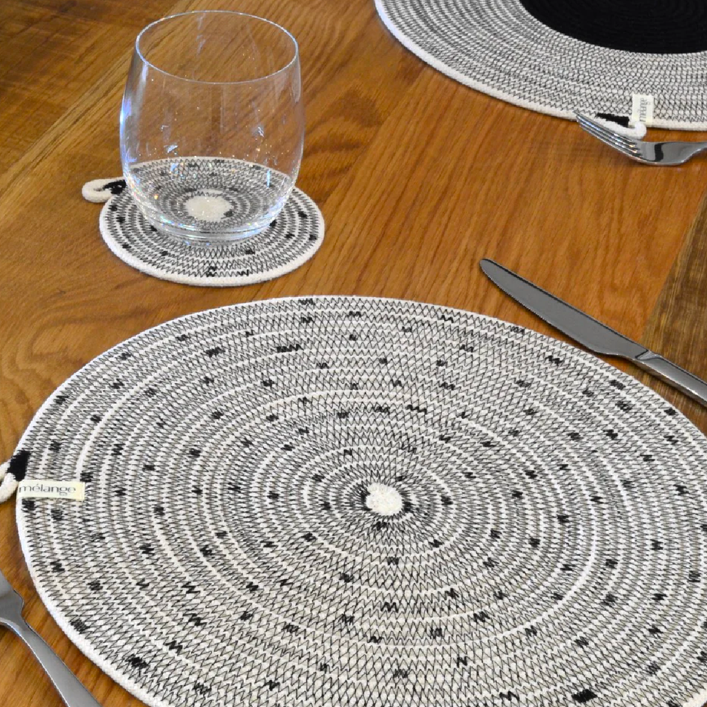 Coasters Set of 4 - Stitched Polka Dot