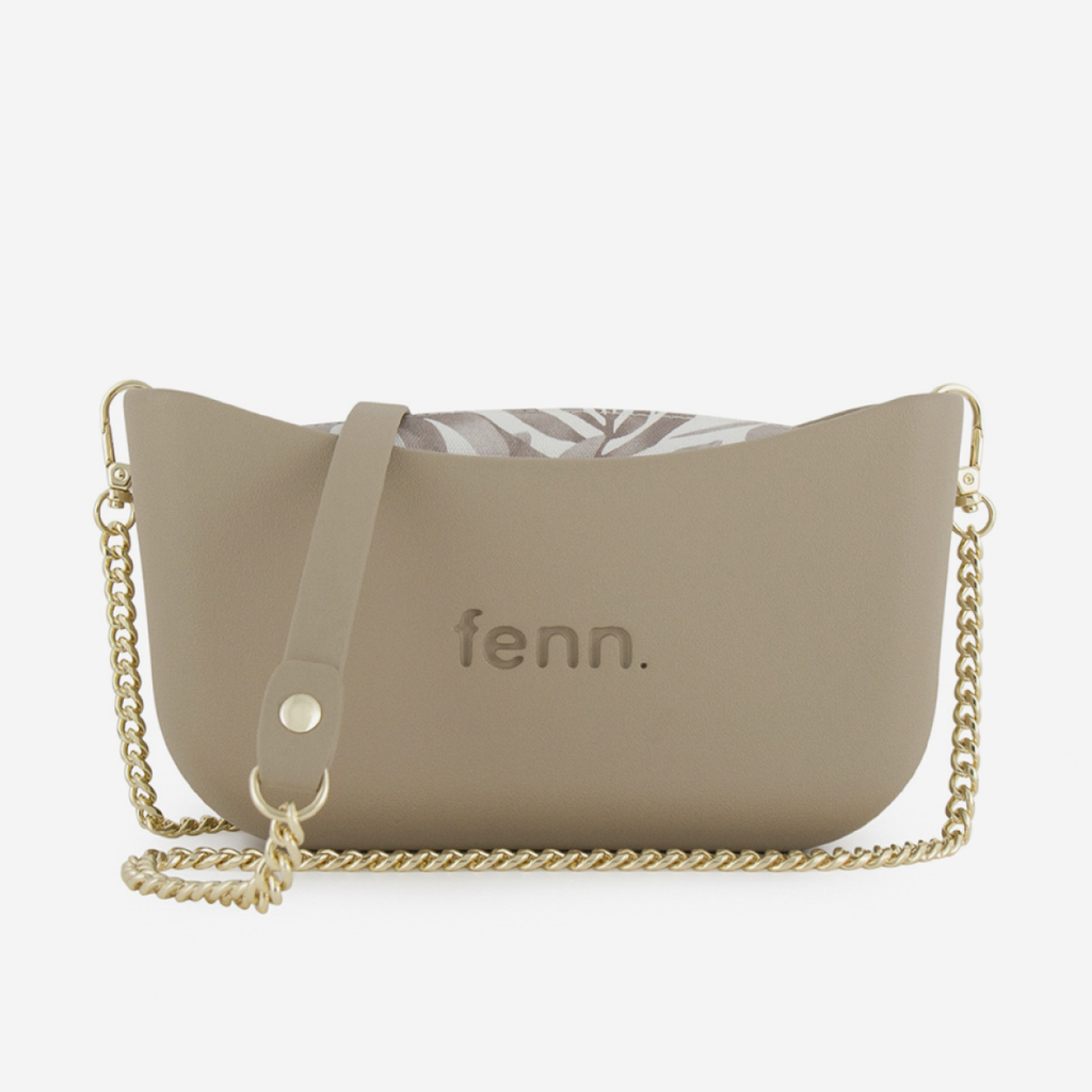 Classic Handbag - Stone - Squiggles Inner - Gold Chain