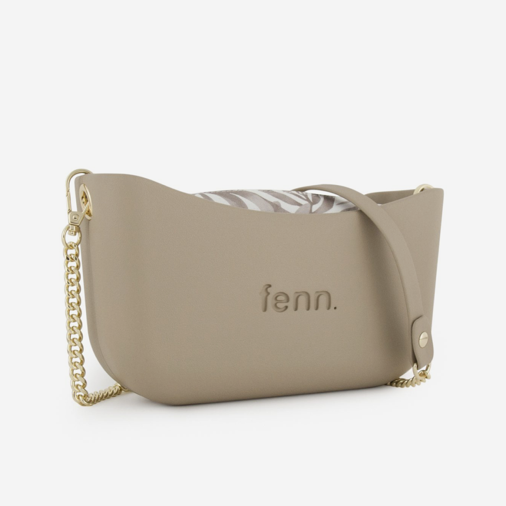 Classic Handbag - Stone - Squiggles Inner - Gold Chain