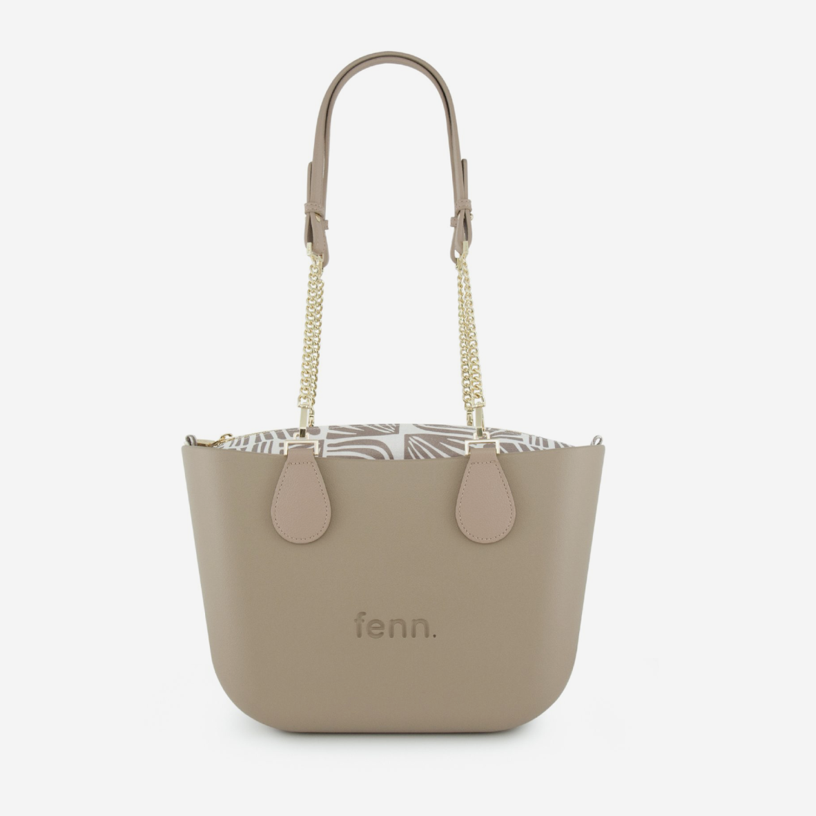 Petite Handbag - Stone - Waves Inner - Light Stone Handle - Gold Chain