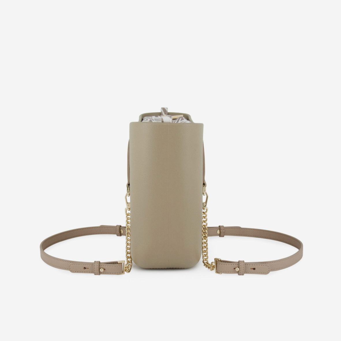 Petite Handbag - Stone - Waves Inner - Light Stone Handle - Gold Chain