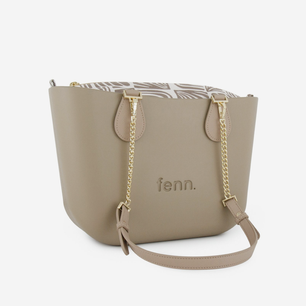 Petite Handbag - Stone - Waves Inner - Light Stone Handle - Gold Chain