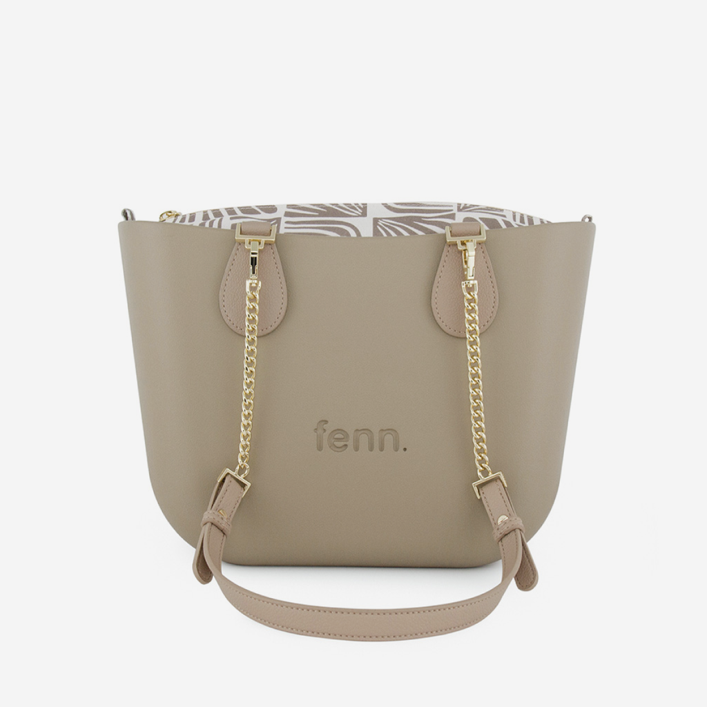 Petite Handbag - Stone - Waves Inner - Light Stone Handle - Gold Chain