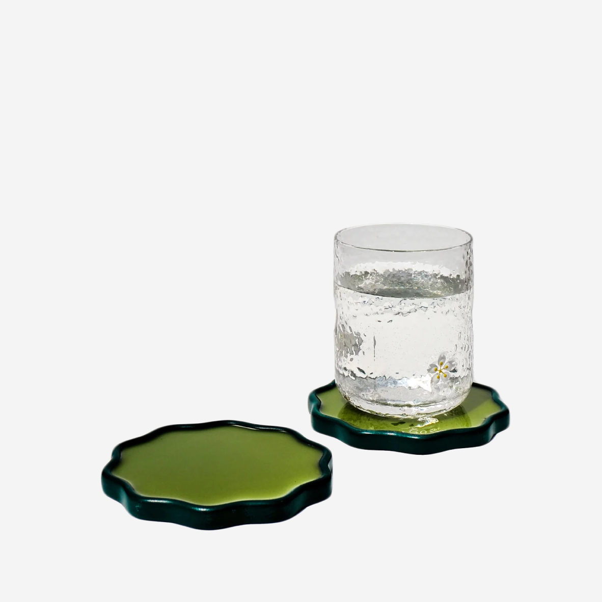 Set Of 2 Wavy Coasters - Avocado