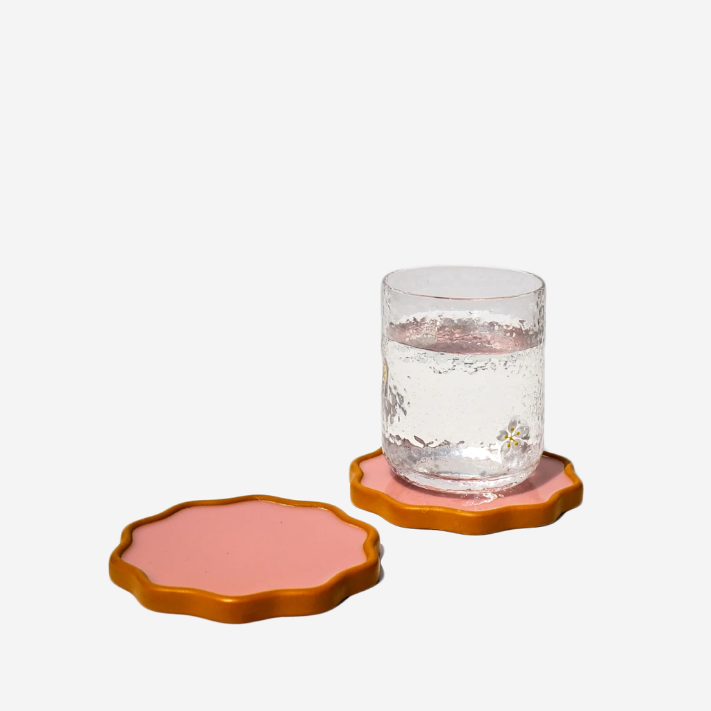 Set Of 2 Wavy Coasters - Guava