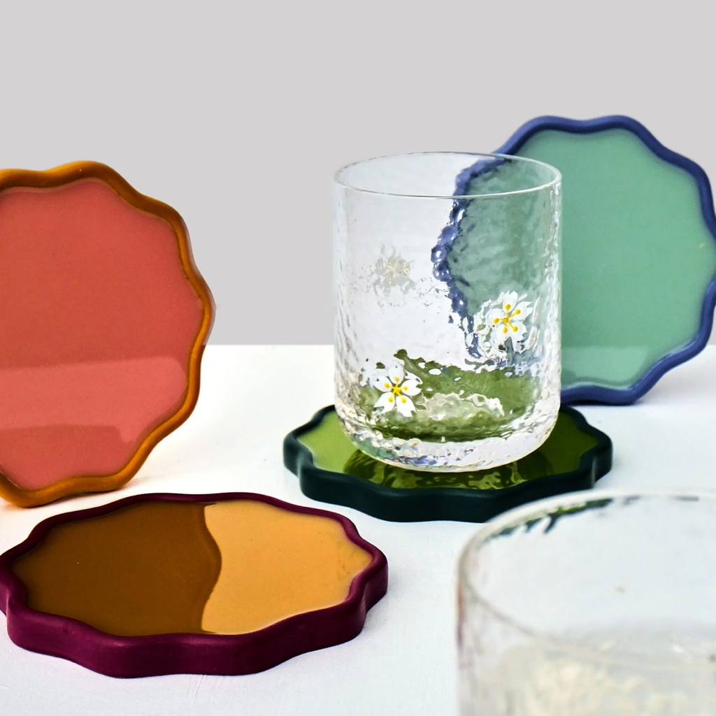 Set Of 2 Wavy Coasters - Blueberry