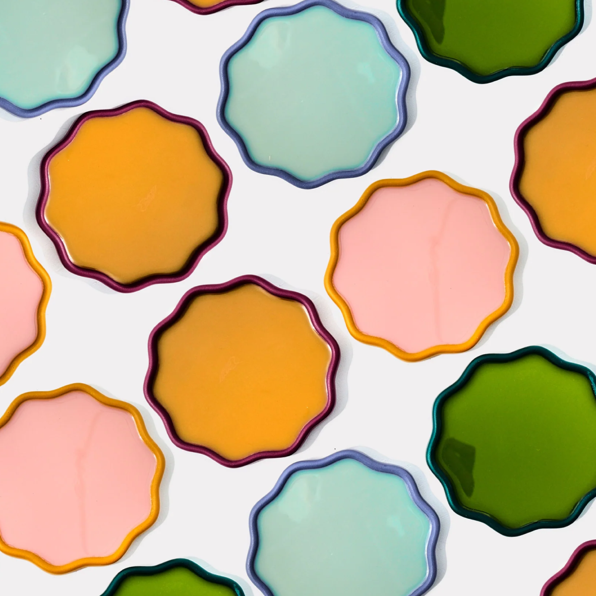 Set Of 2 Wavy Coasters - Blueberry