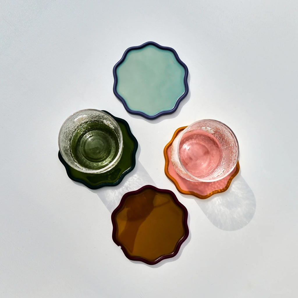 Set Of 2 Wavy Coasters - Avocado