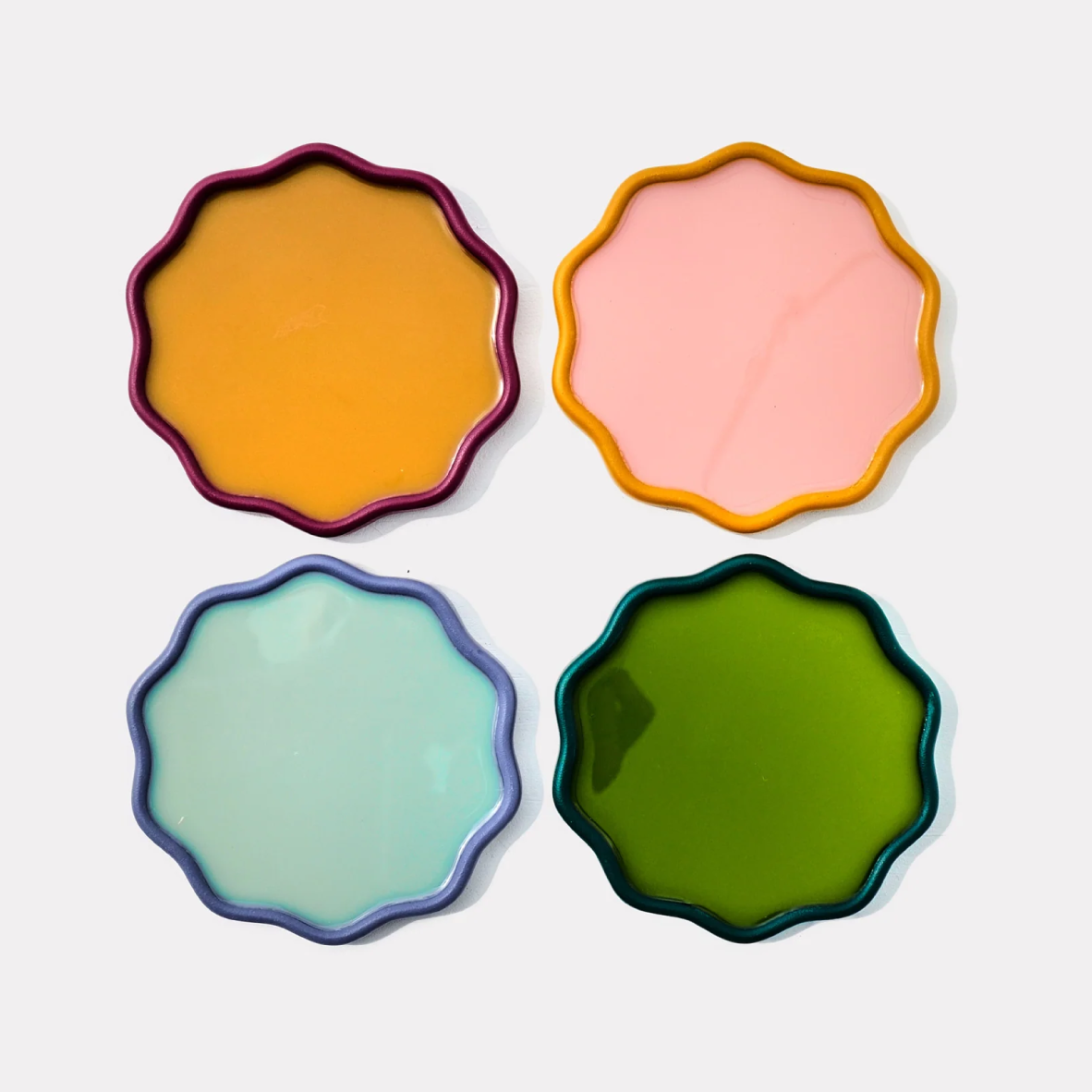 Set Of 2 Wavy Coasters - Blueberry