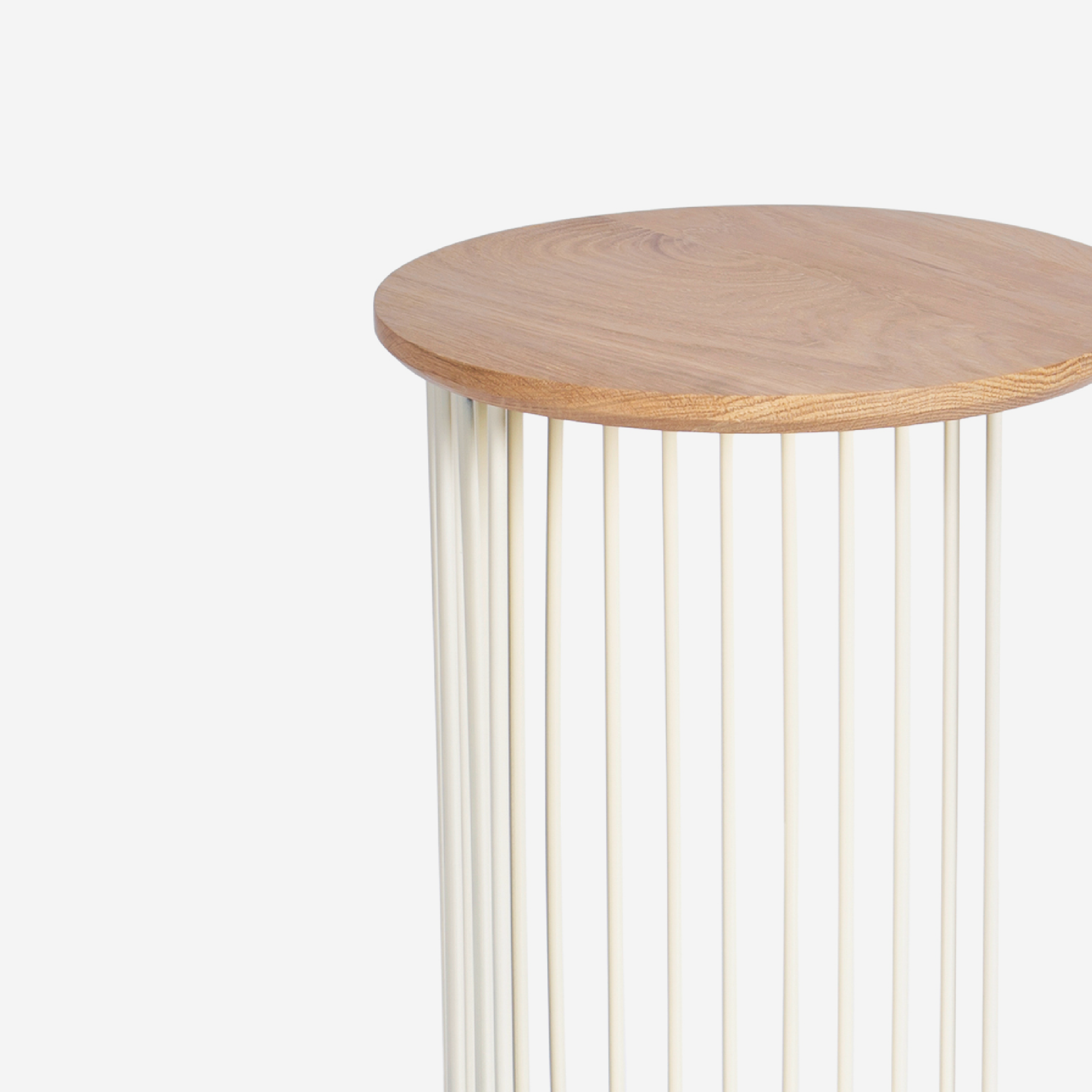 Spine End Table Cream + Wood