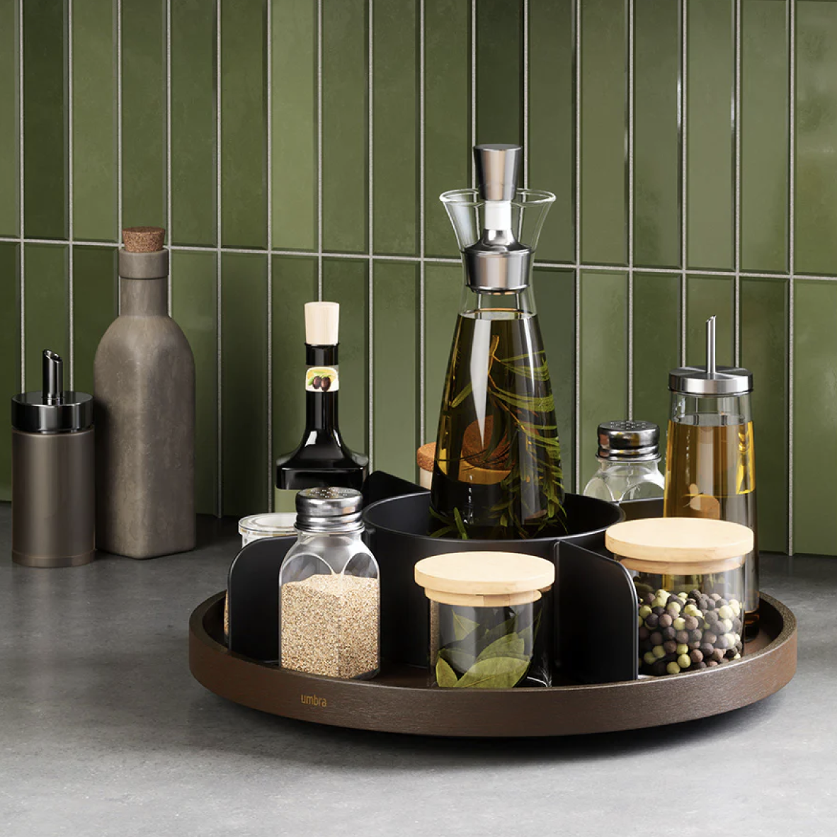 Bellwood Lazy Susan - Black & Walnut
