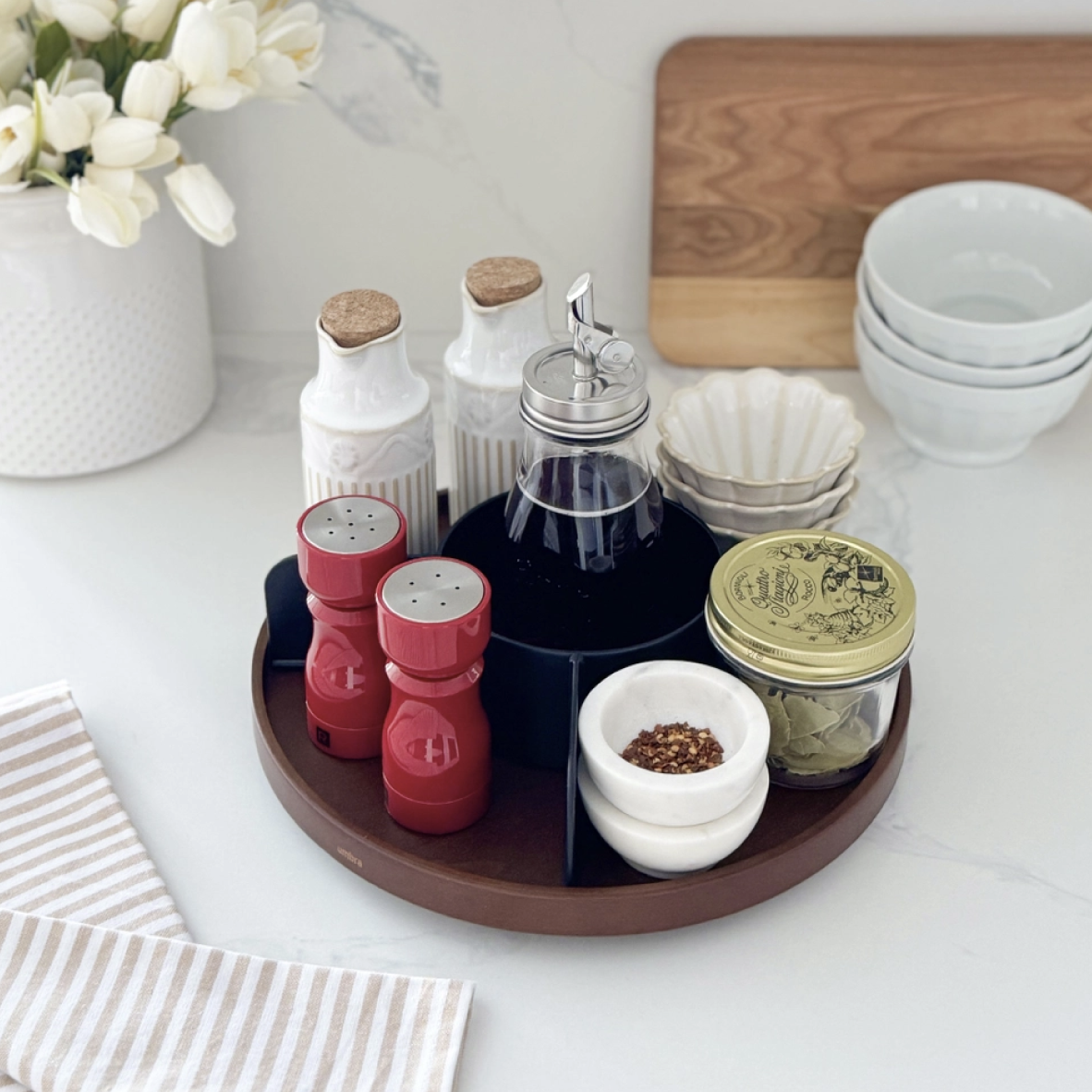 Bellwood Lazy Susan - Black & Walnut