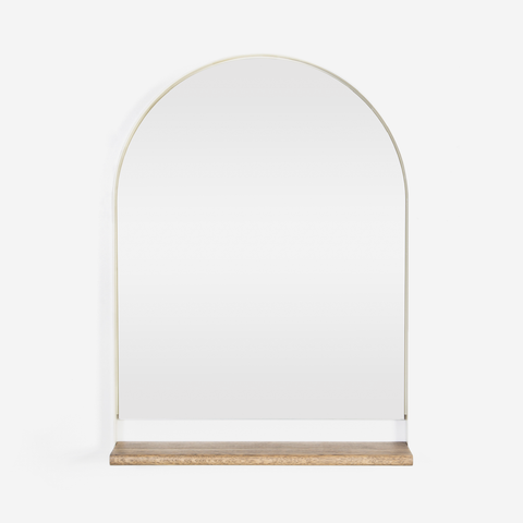 Bo Arch Mirror W/Shelf - Cream & Dark Oak
