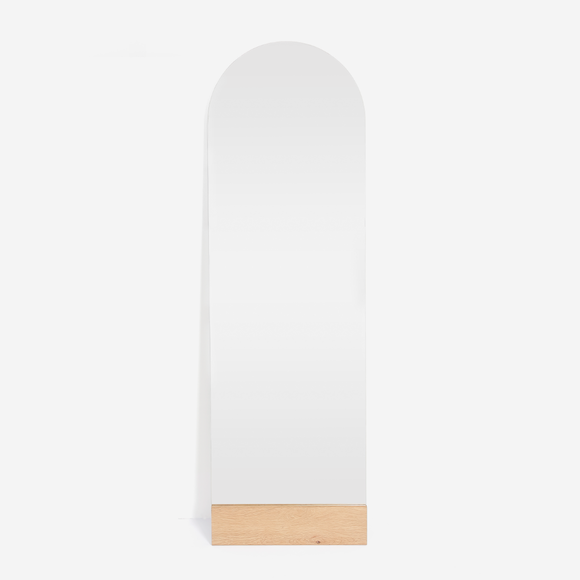Frameless Leaning Arch Mirror - Light Oak