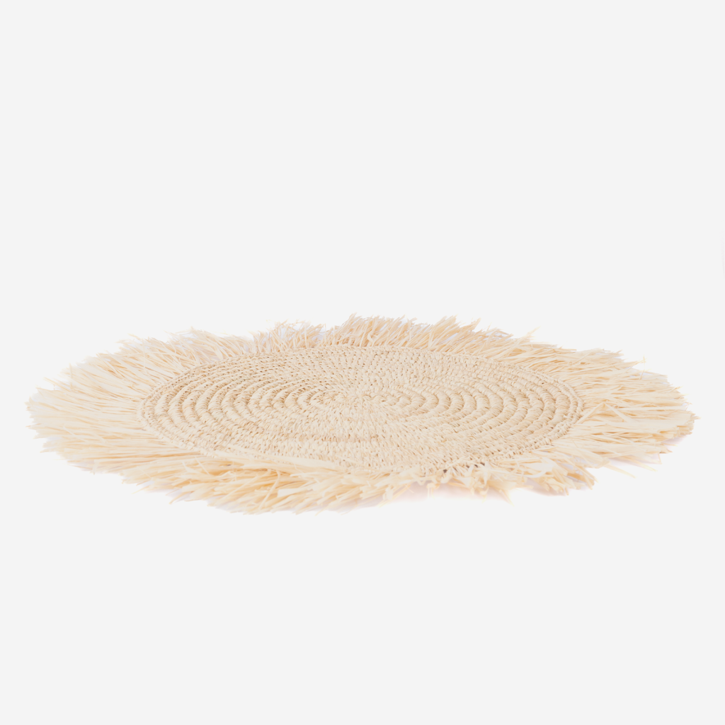 Raffia Placemat With Frill - Natural