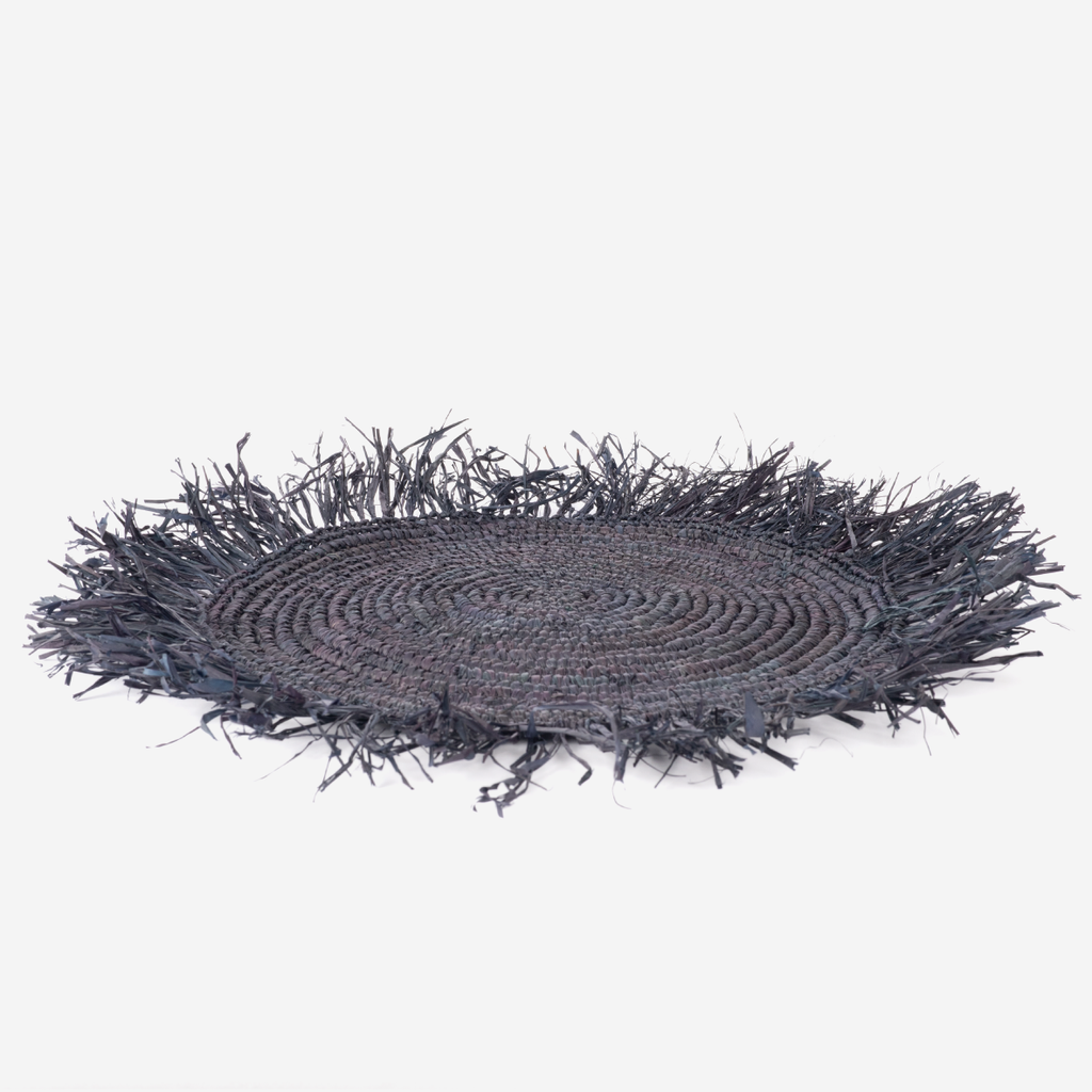 Raffia Placemat With Frill - Dark