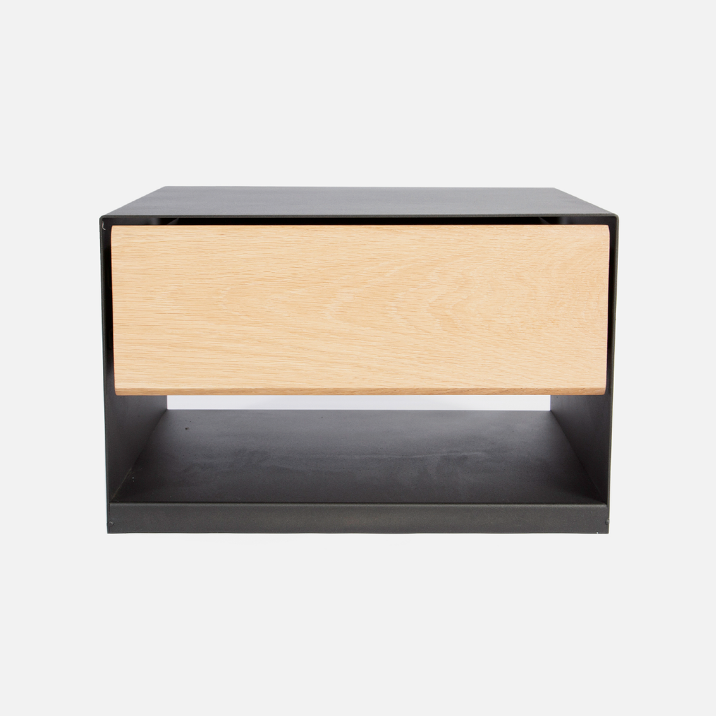Oslo Steel Floating Bedside Table - Light Oak