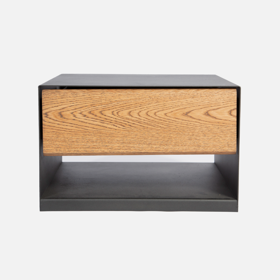Oslo Steel Floating Bedside Table - Dark Oak