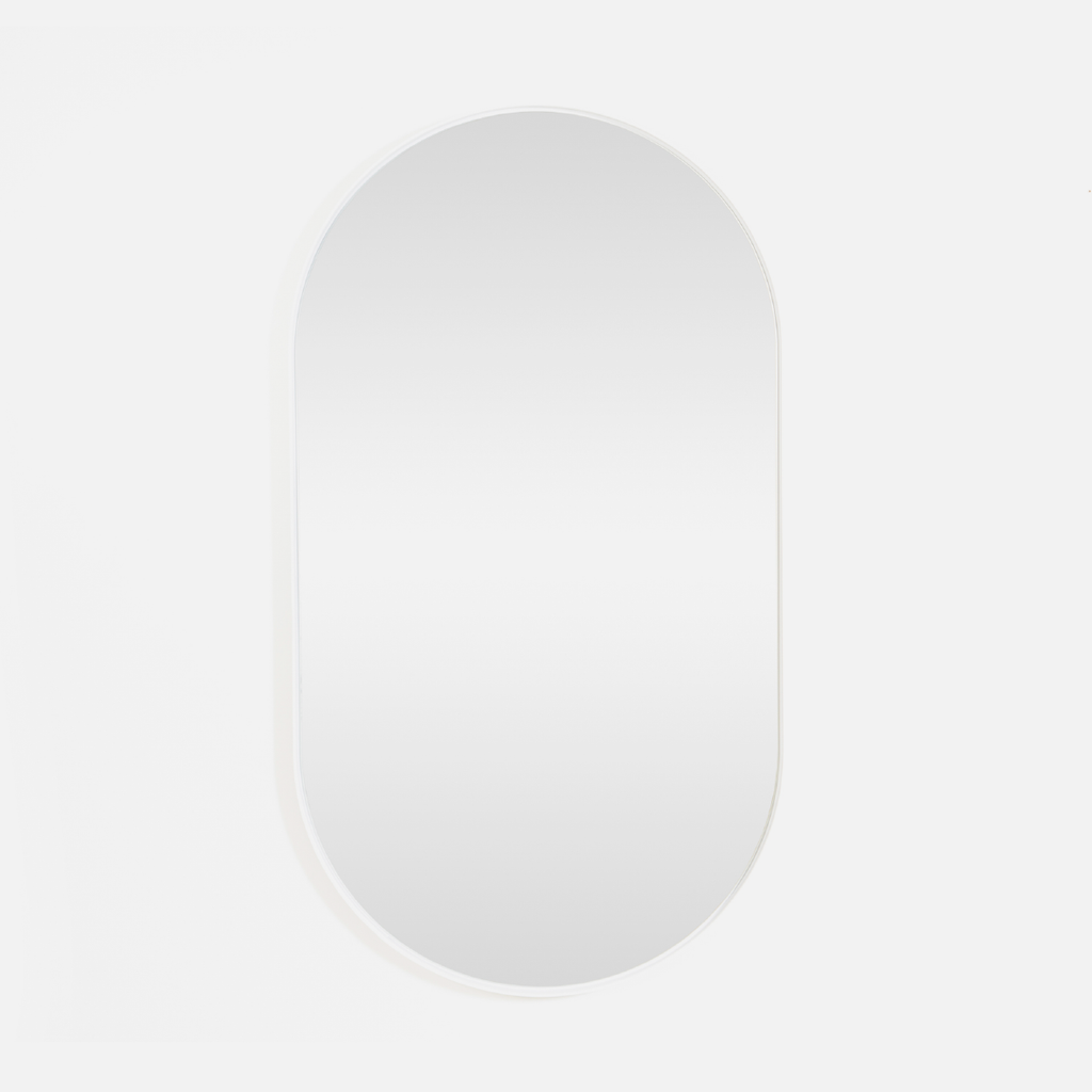 Deep Frame Pill Mirror - White