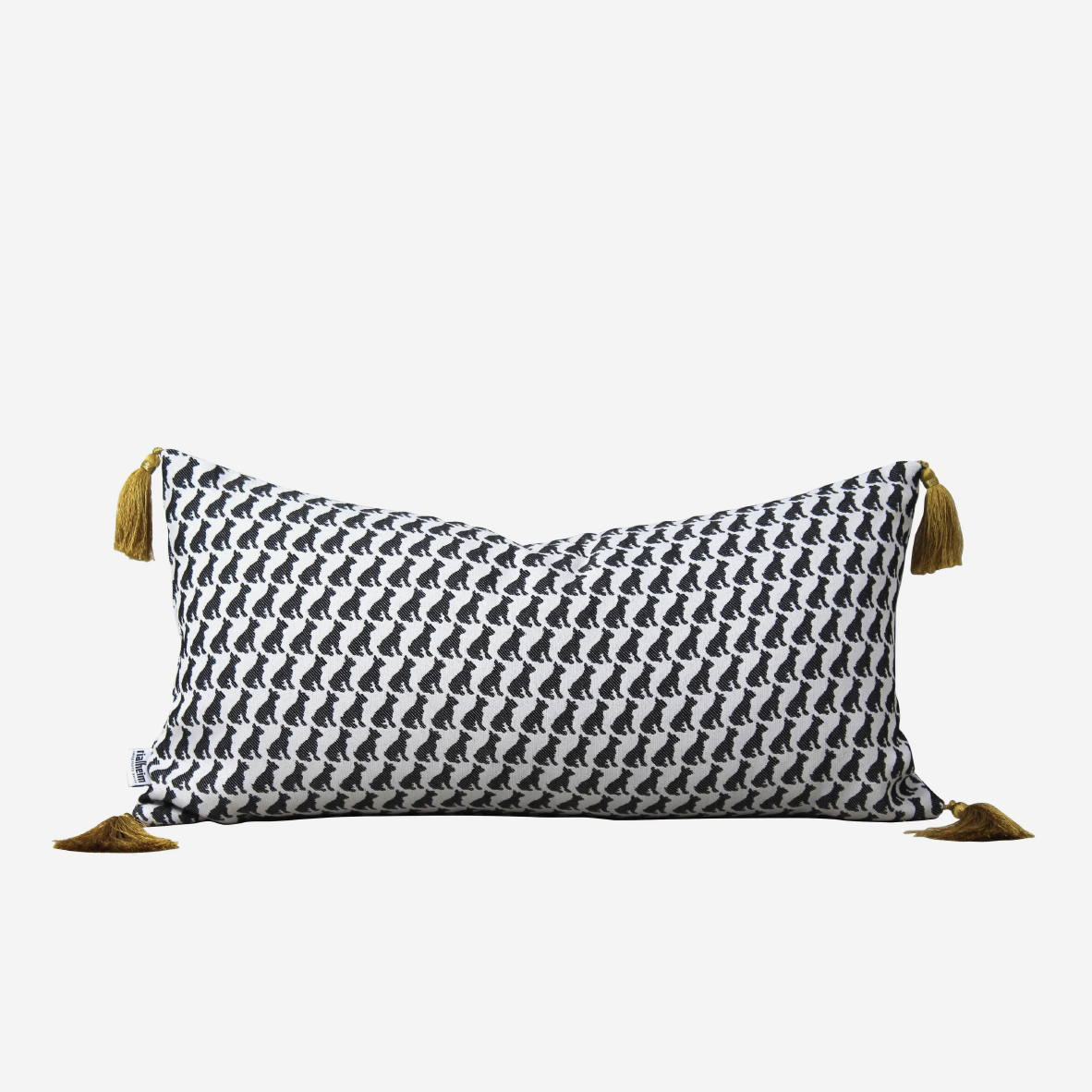 Frenchie Houndstooth Scatter Cushion With Tassels