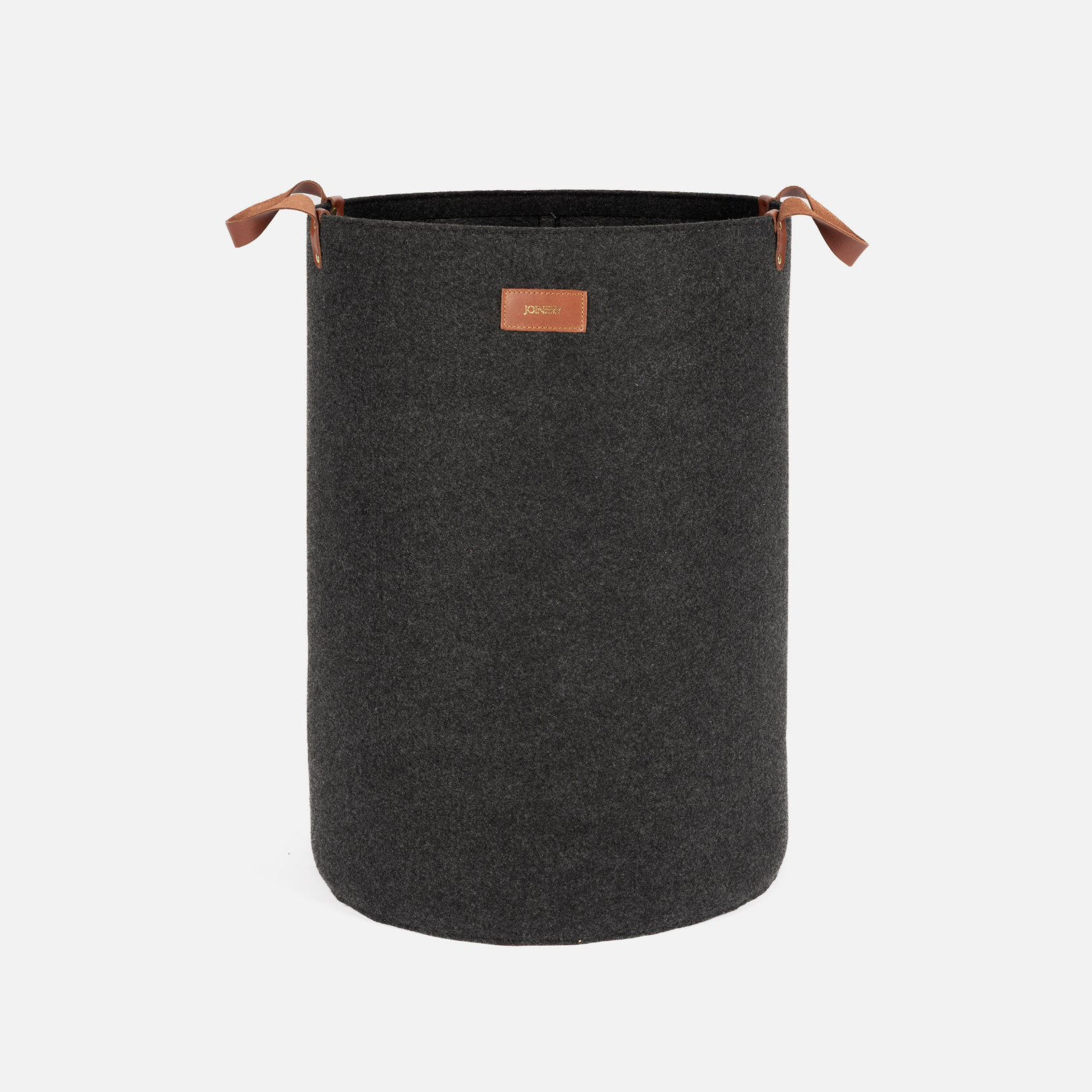 Laundry Basket - Charcoal + Tan Leather