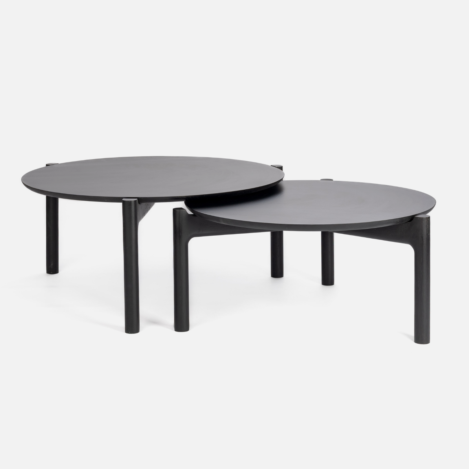 Akari Round Nesting Tables - Ebony Oak