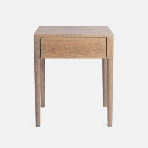 Aaron Solid Oak Bedside Table - Ash Brown