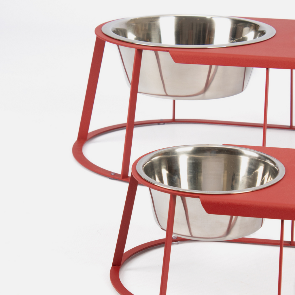 Stockholm Twin Pet Feeder - Matte Red