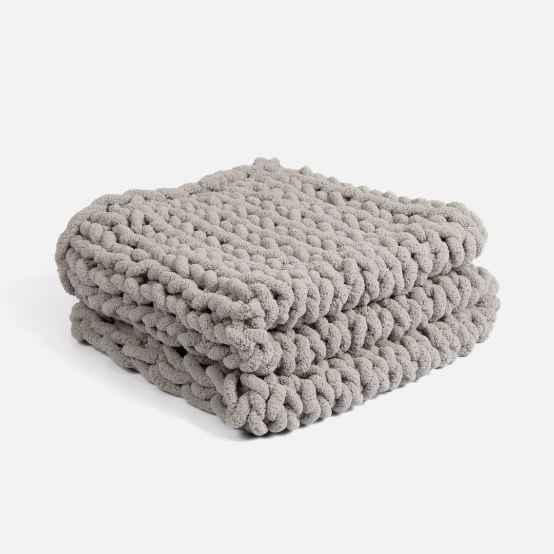 Chunky Knit Blanket Grey