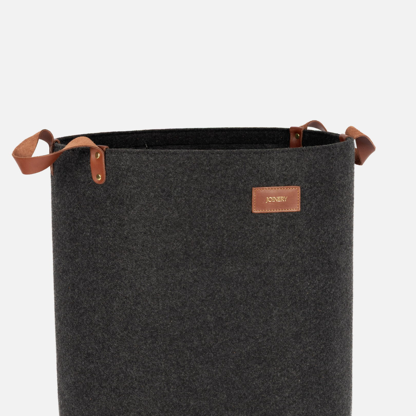Laundry Basket - Charcoal + Tan Leather