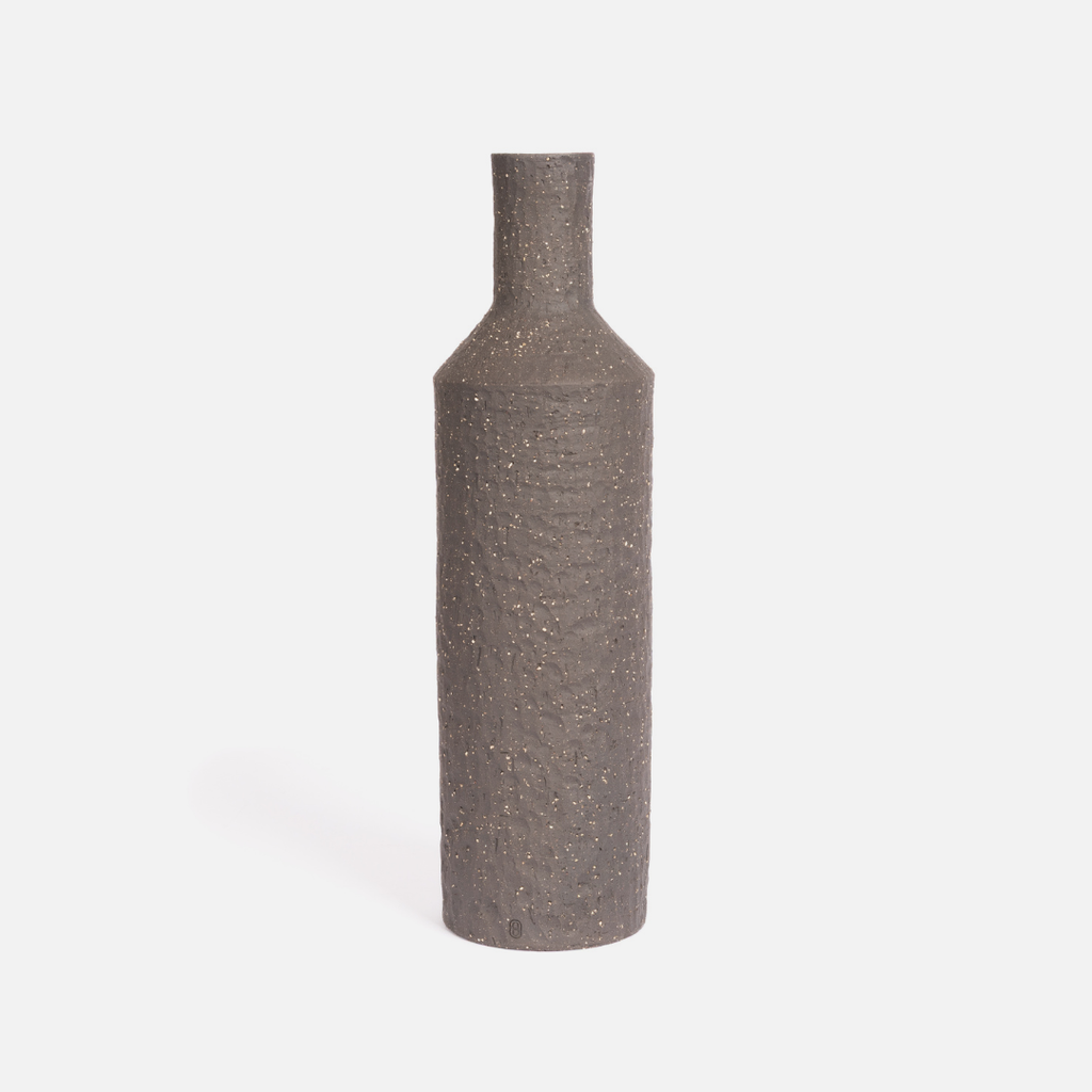 Etched Bottle Vase - Charcoal