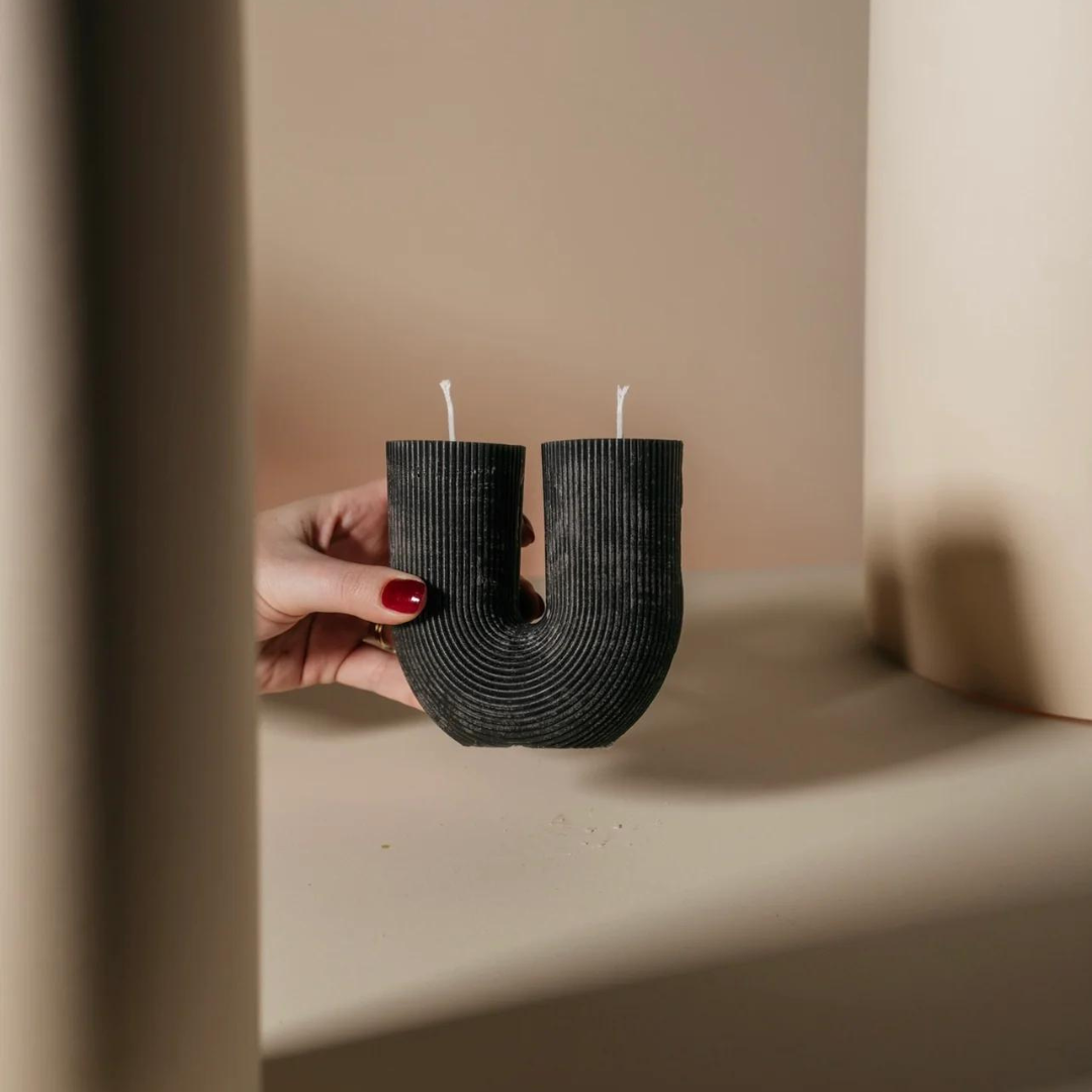 Deco Arch Candle - Charcoal