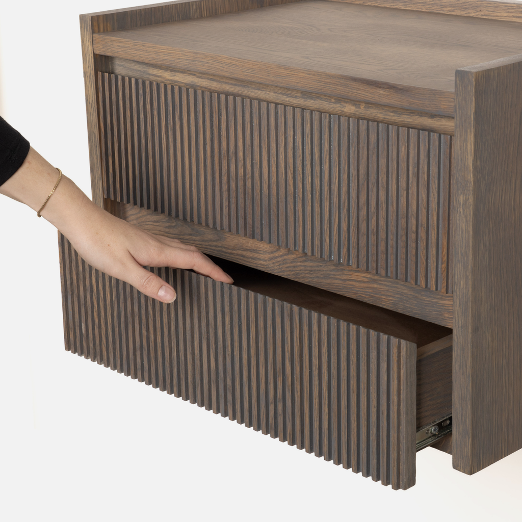 The Monolith Floating Bedside - Smoke Brown Oak