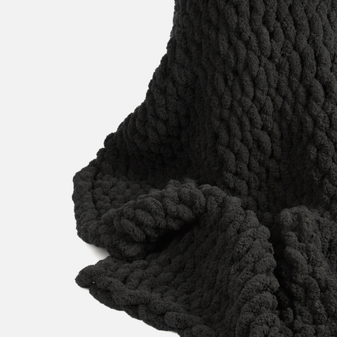 Chunky Knit Blanket - Black