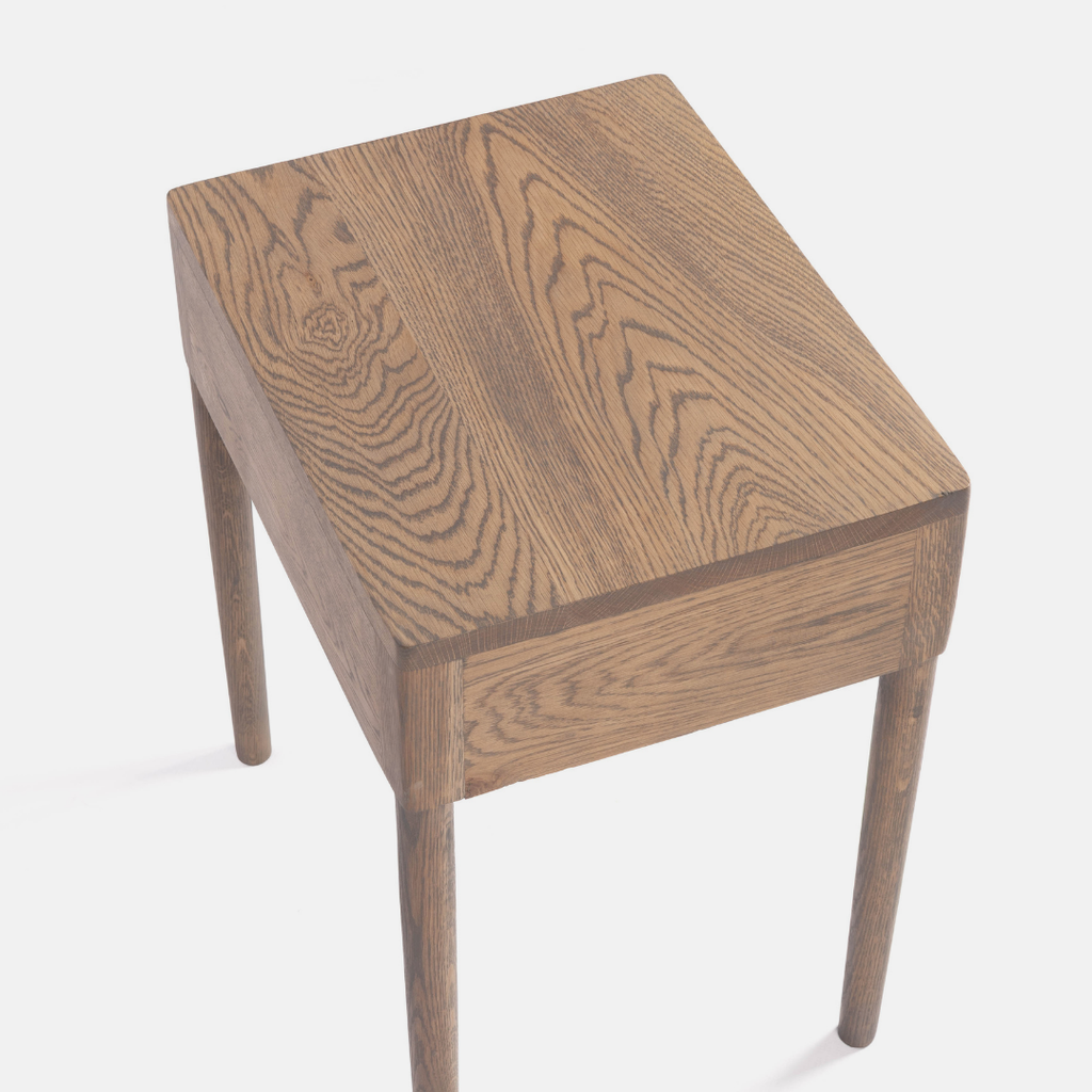 Aaron Solid Oak Bedside Table - Ash Brown