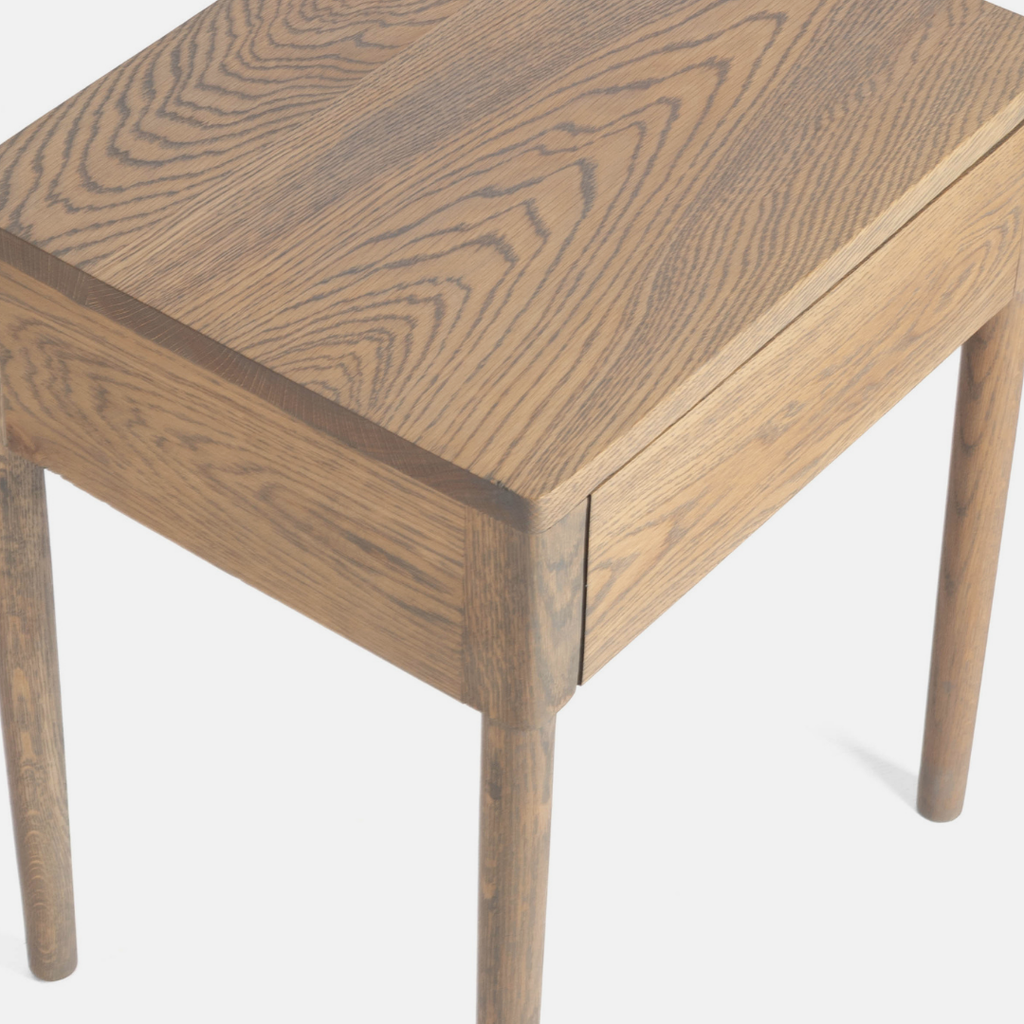 Aaron Solid Oak Bedside Table - Ash Brown