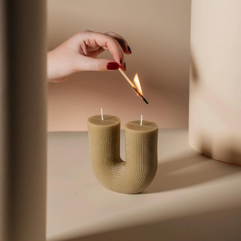 Deco Arch Candle - Beige