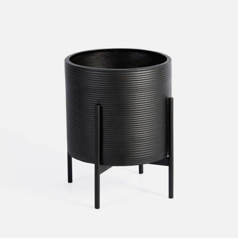 Shadow Floor Planter with Stand - Black