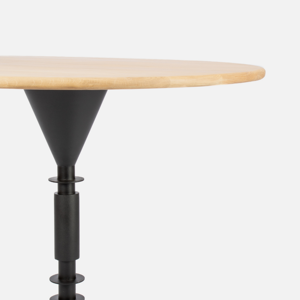 Afro Scandi Round Cafe Table - Light Oak + Black