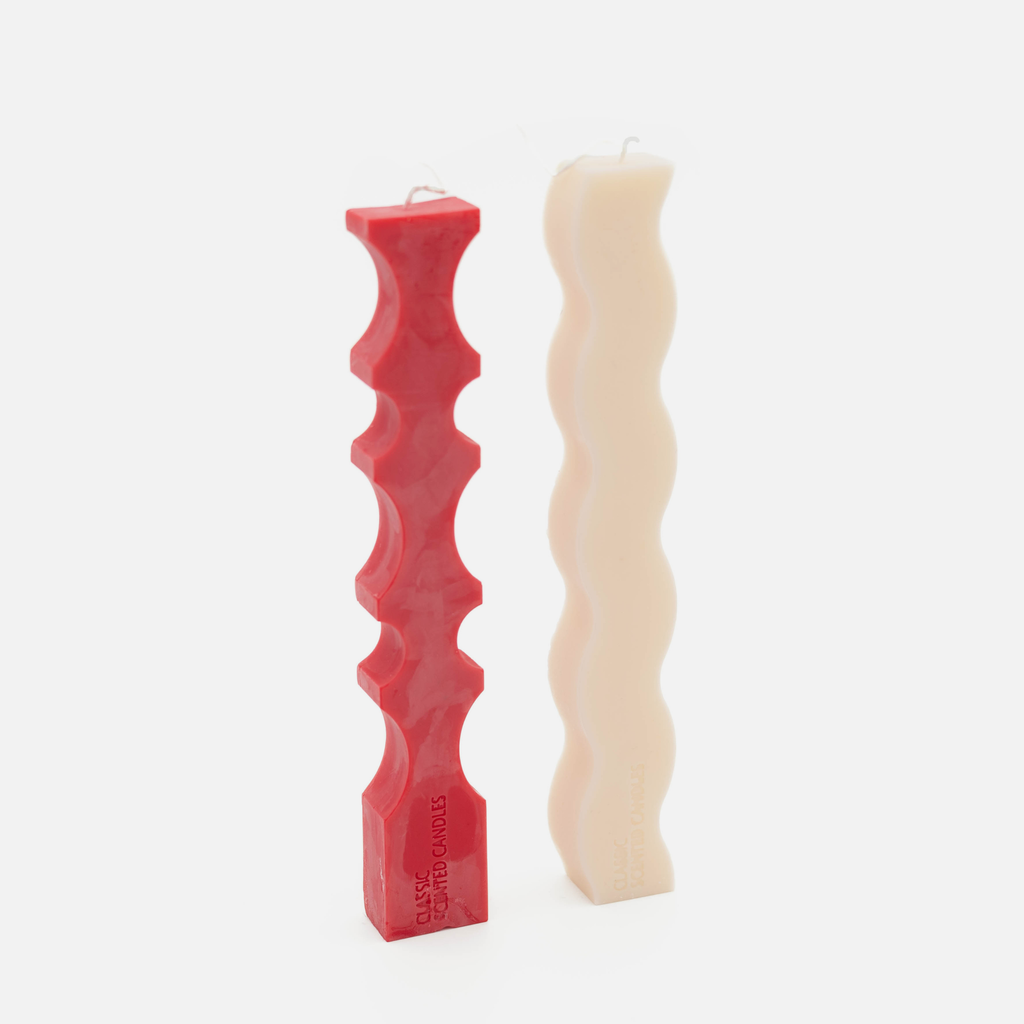 Wavy Curvy Candle Set - Red / White