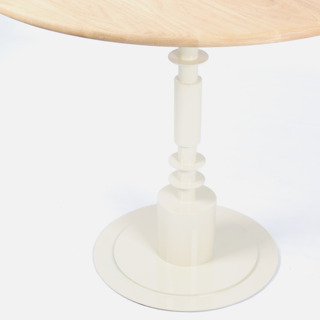 Afro Scandi Round Cafe Table - Light Oak + Cream