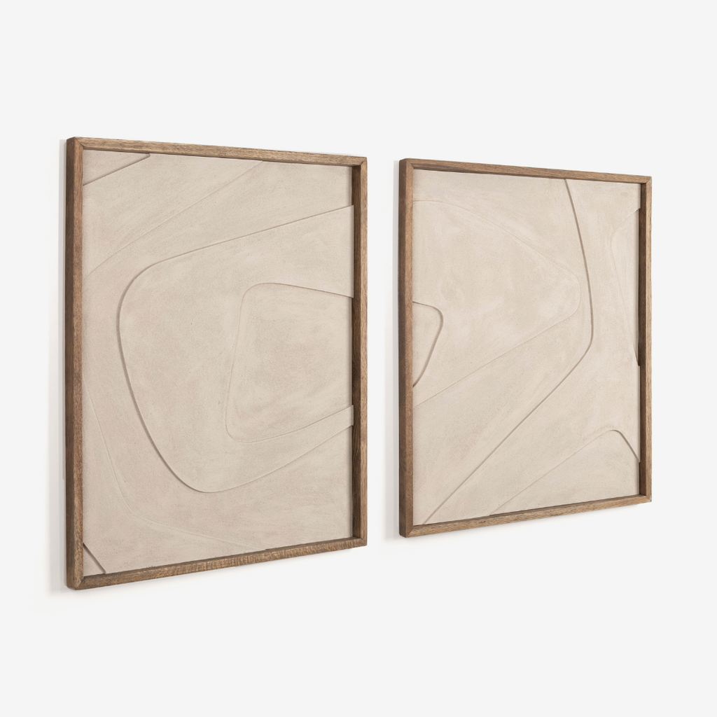 Boulder Textured Wall Art in Sand Stone - Set of Two