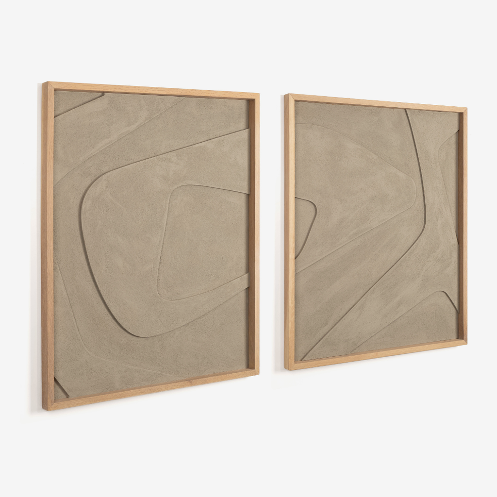 Boulder Textured Wall Art in Veld Grey - Set of Two