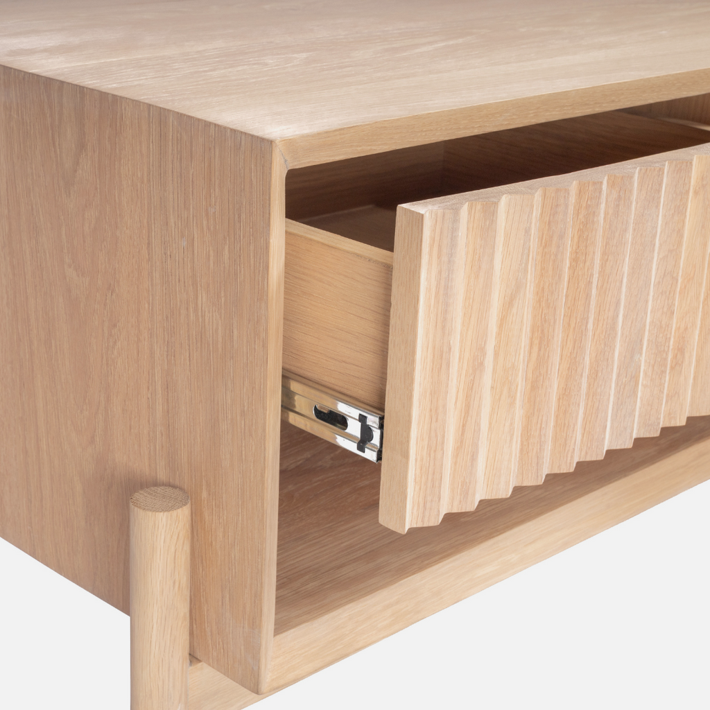 Copenhagen Fluted Media Unit - Light Oak