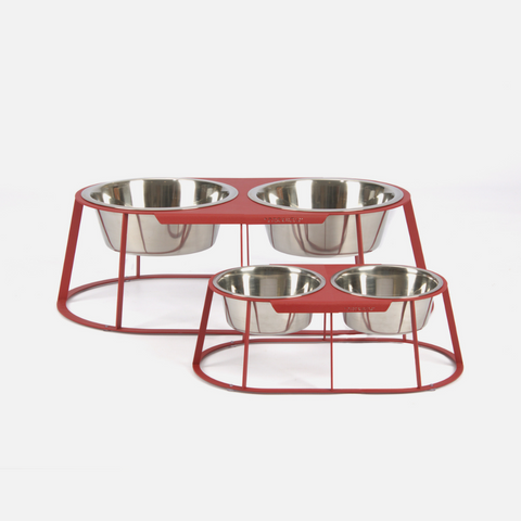 Stockholm Twin Pet Feeder - Matte Red