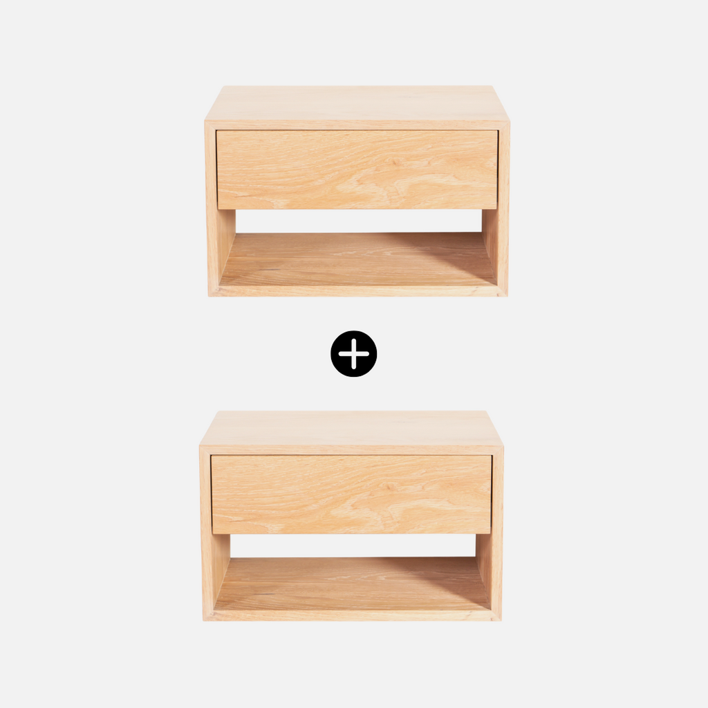 Copenhagen Floating Bedside Table Combo - Light Oak